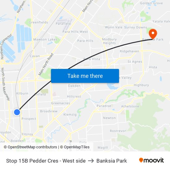 Stop 15B Pedder Cres - West side to Banksia Park map