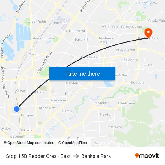 Stop 15B Pedder Cres - East to Banksia Park map