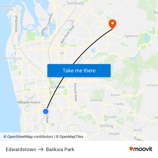 Edwardstown to Banksia Park map