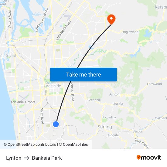 Lynton to Banksia Park map