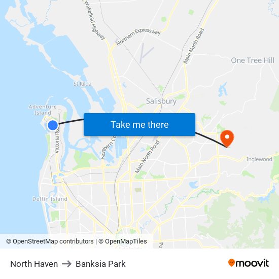 North Haven to Banksia Park map