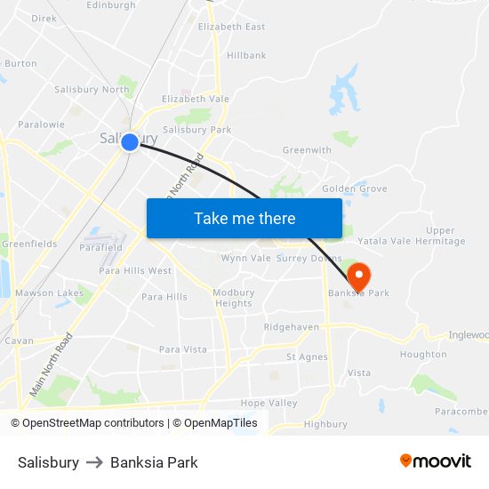 Salisbury to Banksia Park map