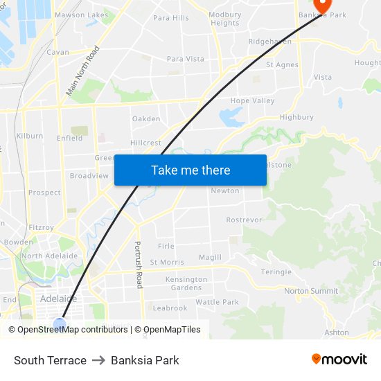 South Terrace to Banksia Park map