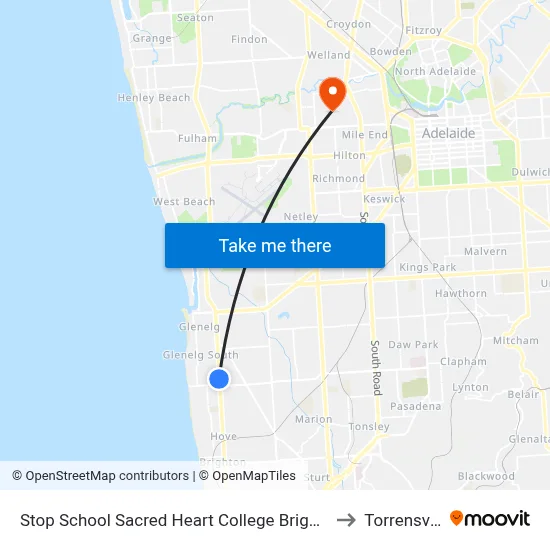 Stop School Sacred Heart College Brighton Rd to Torrensville map