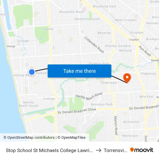 Stop School St Michaels College Lawrie St to Torrensville map