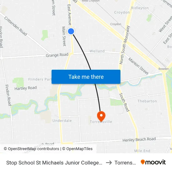 Stop School St Michaels Junior College East Av to Torrensville map