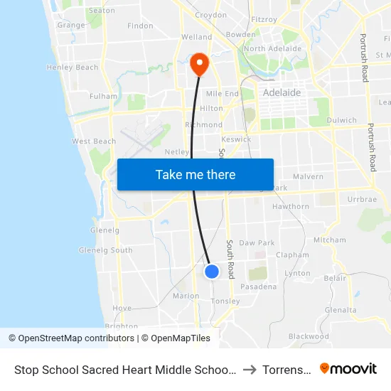 Stop School Sacred Heart Middle School Percy Av to Torrensville map