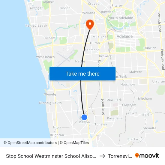 Stop School Westminster School Alison Av to Torrensville map