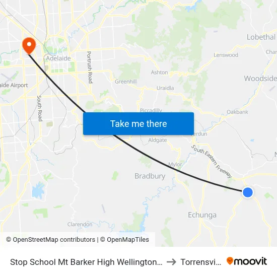 Stop School Mt Barker High Wellington Rd to Torrensville map