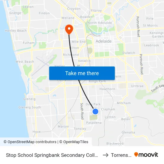 Stop School Springbank Secondary College Daws Rd to Torrensville map