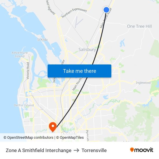 Zone A Smithfield Interchange to Torrensville map