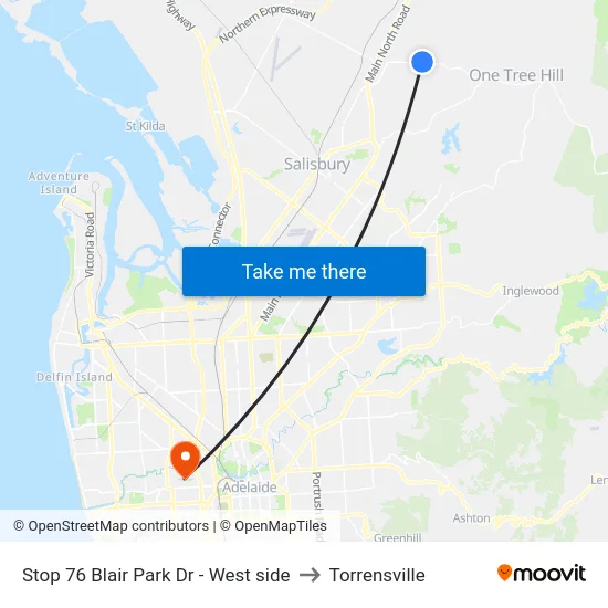 Stop 76 Blair Park Dr - West side to Torrensville map