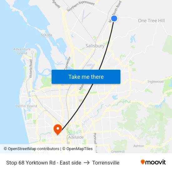 Stop 68 Yorktown Rd - East side to Torrensville map