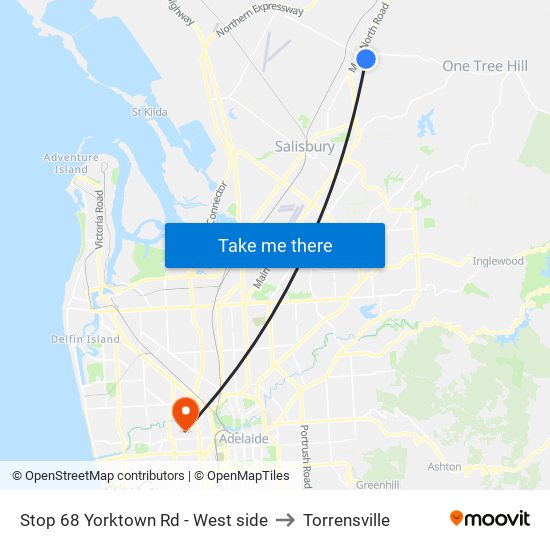 Stop 68 Yorktown Rd - West side to Torrensville map