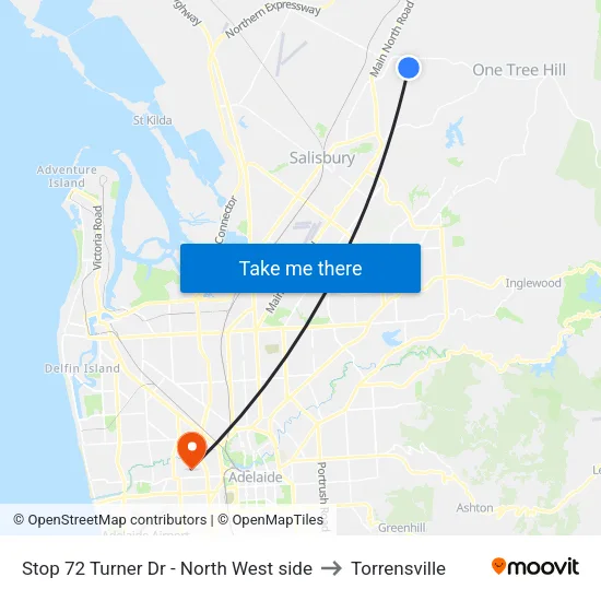 Stop 72 Turner Dr - North West side to Torrensville map
