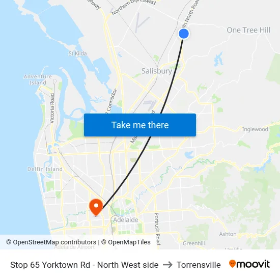 Stop 65 Yorktown Rd - North West side to Torrensville map