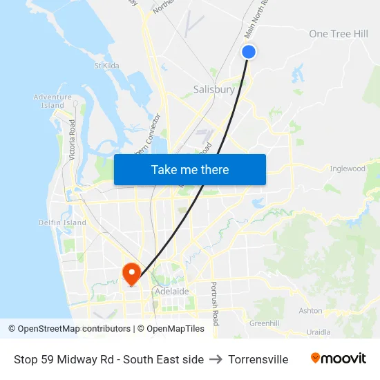 Stop 59 Midway Rd - South East side to Torrensville map
