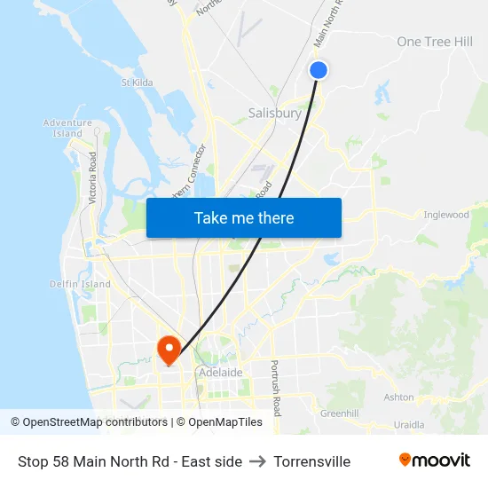 Stop 58 Main North Rd - East side to Torrensville map