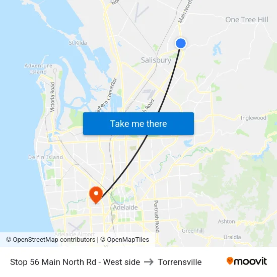 Stop 56 Main North Rd - West side to Torrensville map