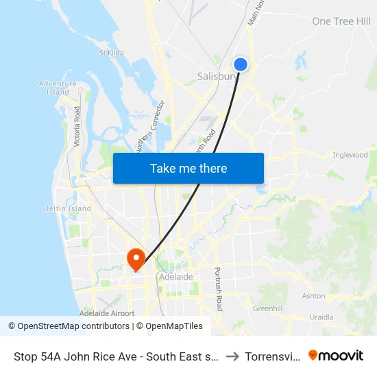 Stop 54A John Rice Ave - South East side to Torrensville map