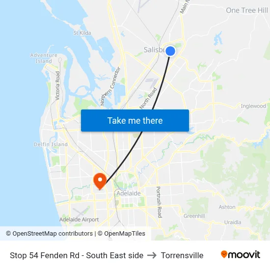 Stop 54 Fenden Rd - South East side to Torrensville map