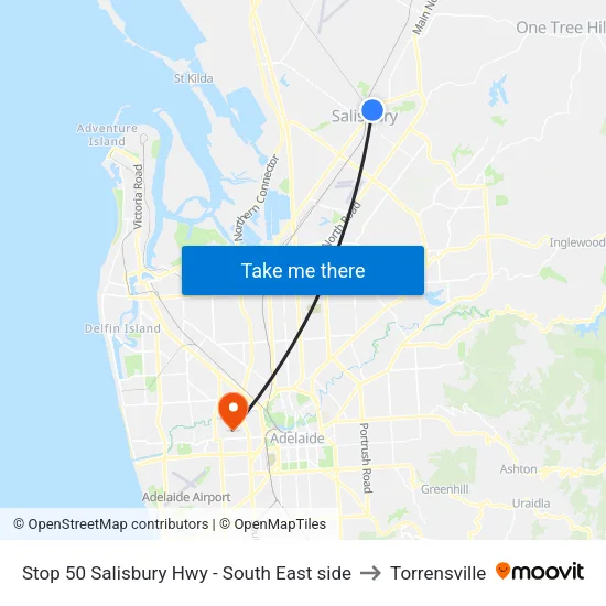 Stop 50 Salisbury Hwy - South East side to Torrensville map