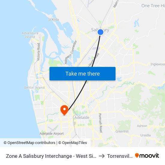 Zone A Salisbury Interchange - West Side to Torrensville map