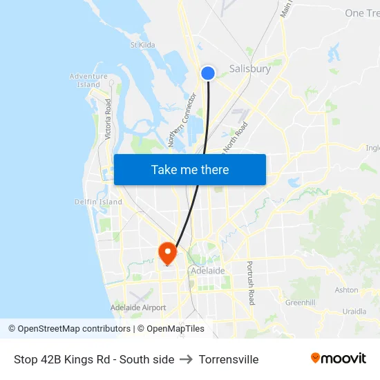 Stop 42B Kings Rd - South side to Torrensville map