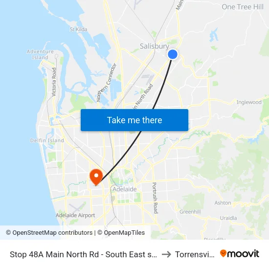 Stop 48A Main North Rd - South East side to Torrensville map