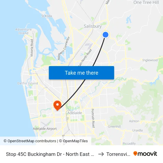 Stop 45C Buckingham Dr - North East side to Torrensville map