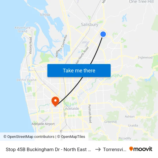 Stop 45B Buckingham Dr - North East side to Torrensville map