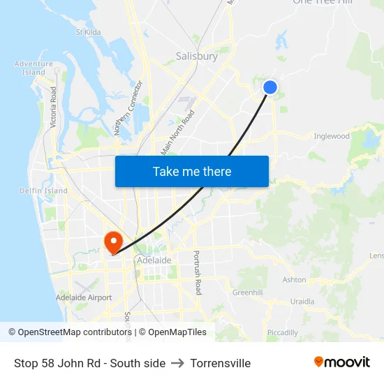 Stop 58 John Rd - South side to Torrensville map