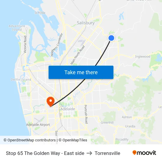 Stop 65 The Golden Way - East side to Torrensville map