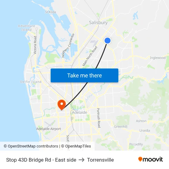 Stop 43D Bridge Rd - East side to Torrensville map