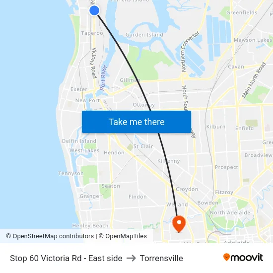 Stop 60 Victoria Rd - East side to Torrensville map