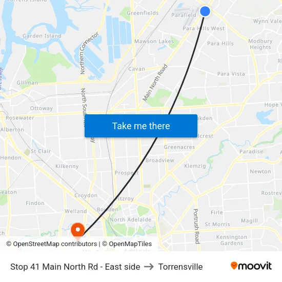 Stop 41 Main North Rd - East side to Torrensville map