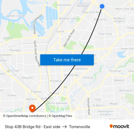 Stop 43B Bridge Rd - East side to Torrensville map