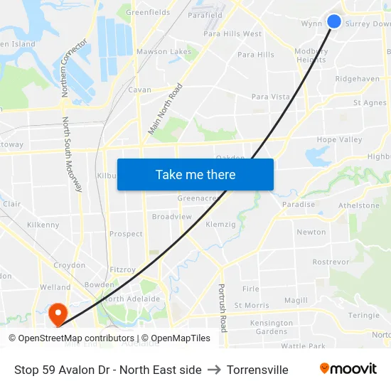 Stop 59 Avalon Dr - North East side to Torrensville map