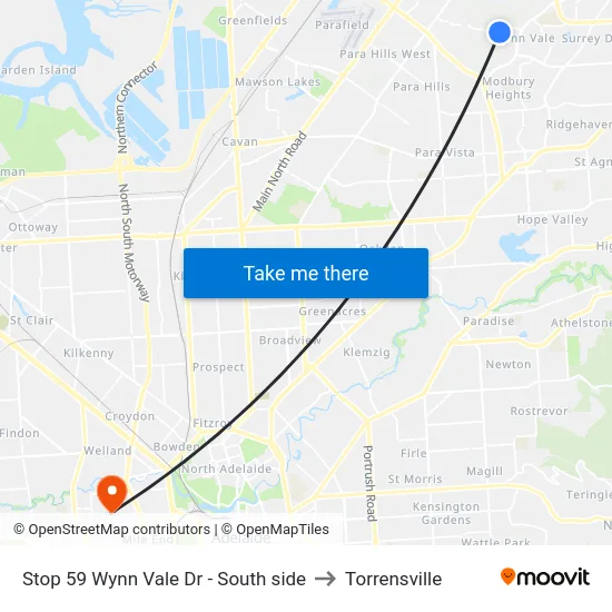 Stop 59 Wynn Vale Dr - South side to Torrensville map