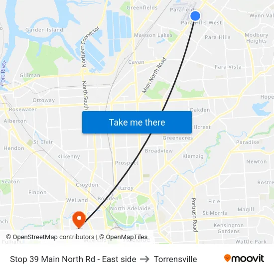 Stop 39 Main North Rd - East side to Torrensville map