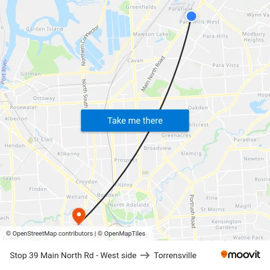 Stop 39 Main North Rd - West side to Torrensville map
