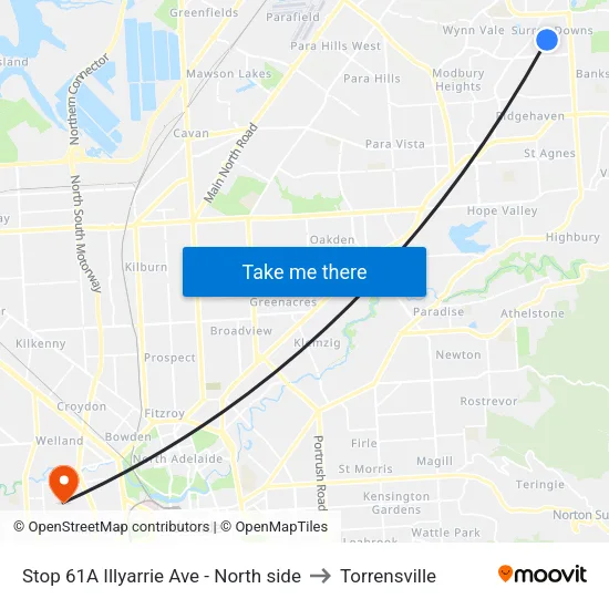 Stop 61A Illyarrie Ave - North side to Torrensville map
