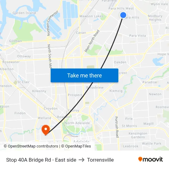 Stop 40A Bridge Rd - East side to Torrensville map
