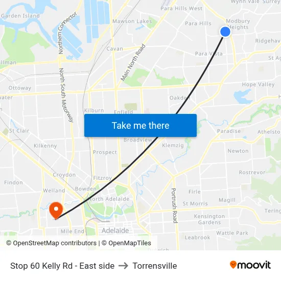Stop 60 Kelly Rd - East side to Torrensville map