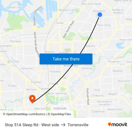 Stop 51A Sleep Rd - West side to Torrensville map