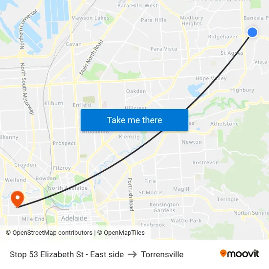 Stop 53 Elizabeth St - East side to Torrensville map