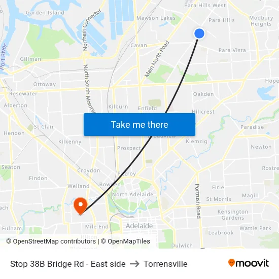 Stop 38B Bridge Rd - East side to Torrensville map