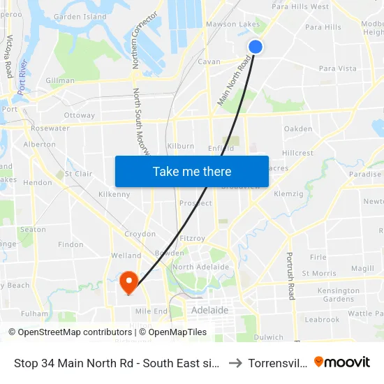 Stop 34 Main North Rd - South East side to Torrensville map