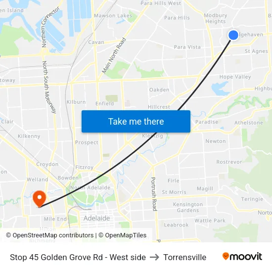 Stop 45 Golden Grove Rd - West side to Torrensville map