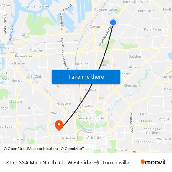 Stop 33A Main North Rd - West side to Torrensville map